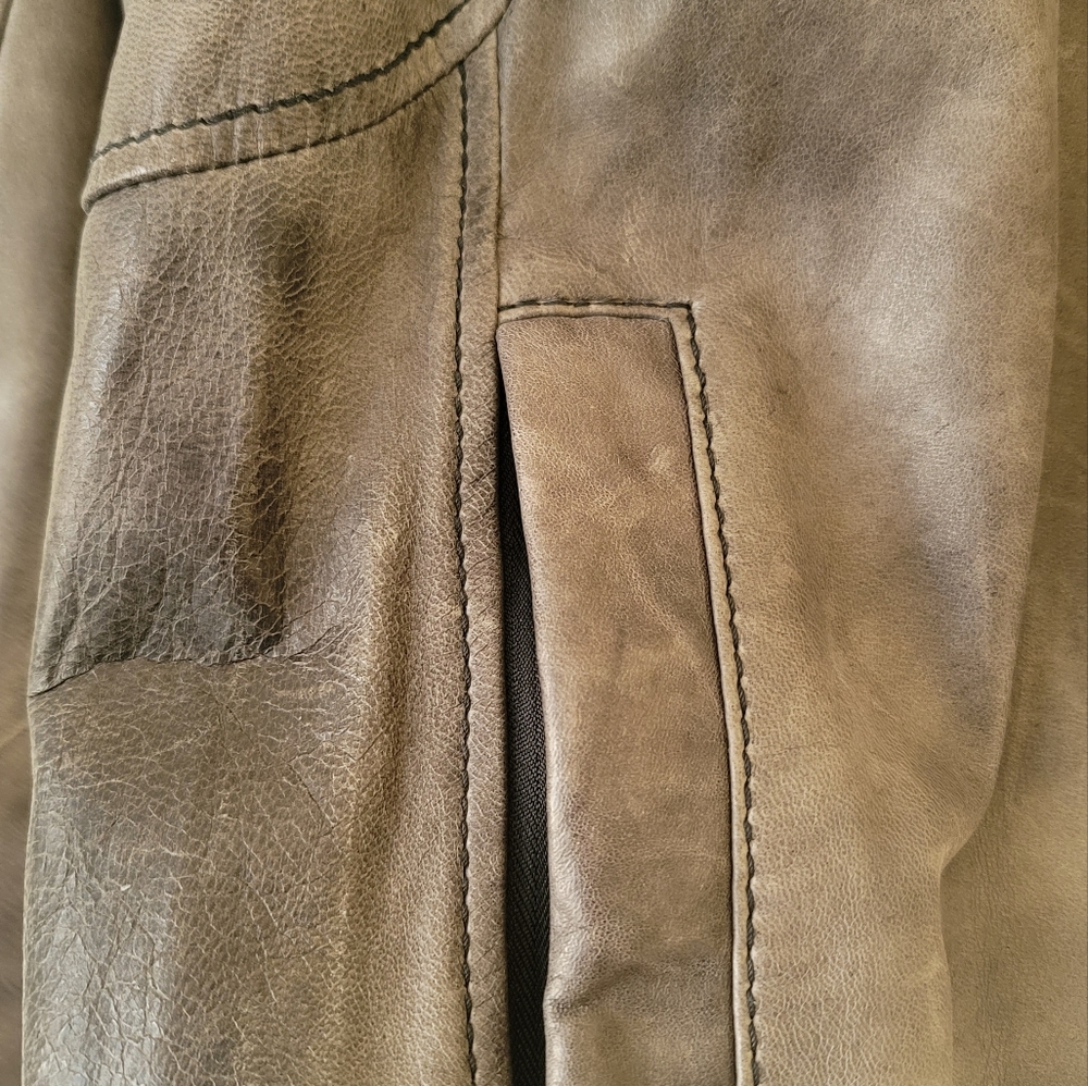 NWOT Wilson's Gray Black Distressed Genuine Leather Jacket Coat Size XXL - Picture 5 of 16